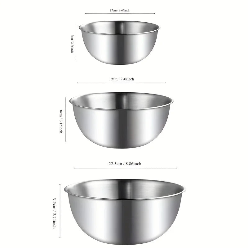 Set of 3 Stainless Steel Mixing Bowls with Measurements Mixing Bowl Set SPOT