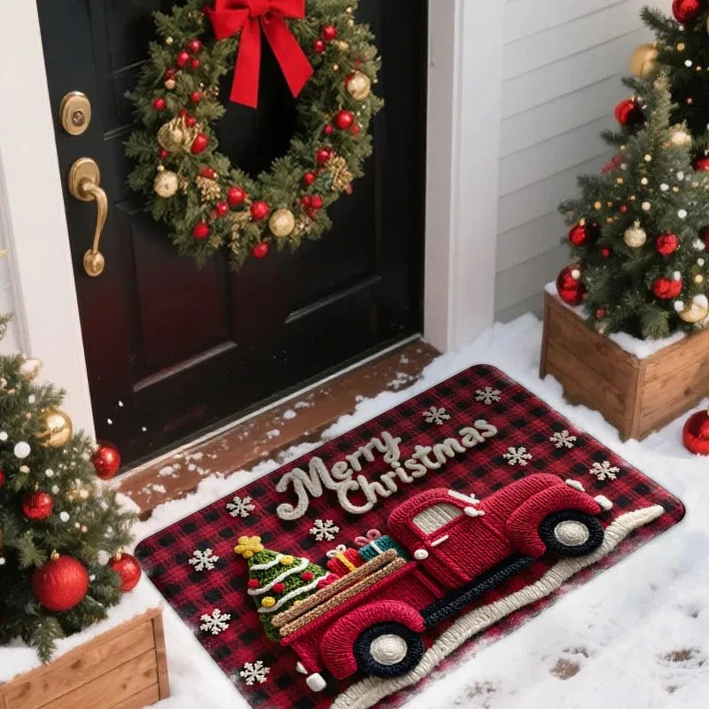 Christmas Door Mat – Santa & Gingerbread Man Indoor/Outdoor Holiday Door Mat SPOT A 60x40CM