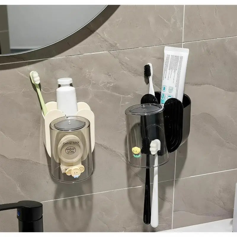 Wall-Mounted Toothbrush Holder & Cup Set – Bathroom Organizer Toothbrush Holder Set SPOT