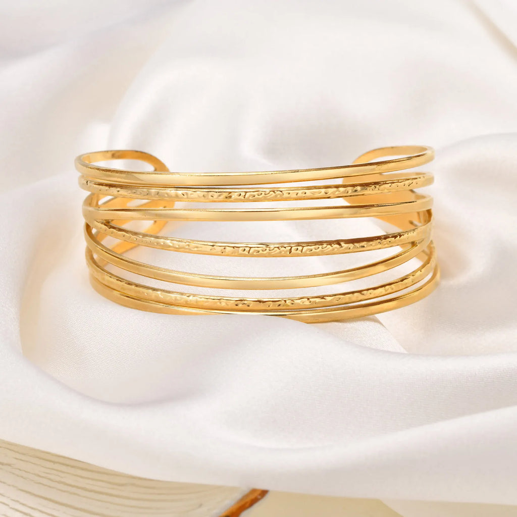 Meaeguet Multilayer Geometric Gold Cuff Bracelet for Women Cuff Bangle Bracelet SPOT