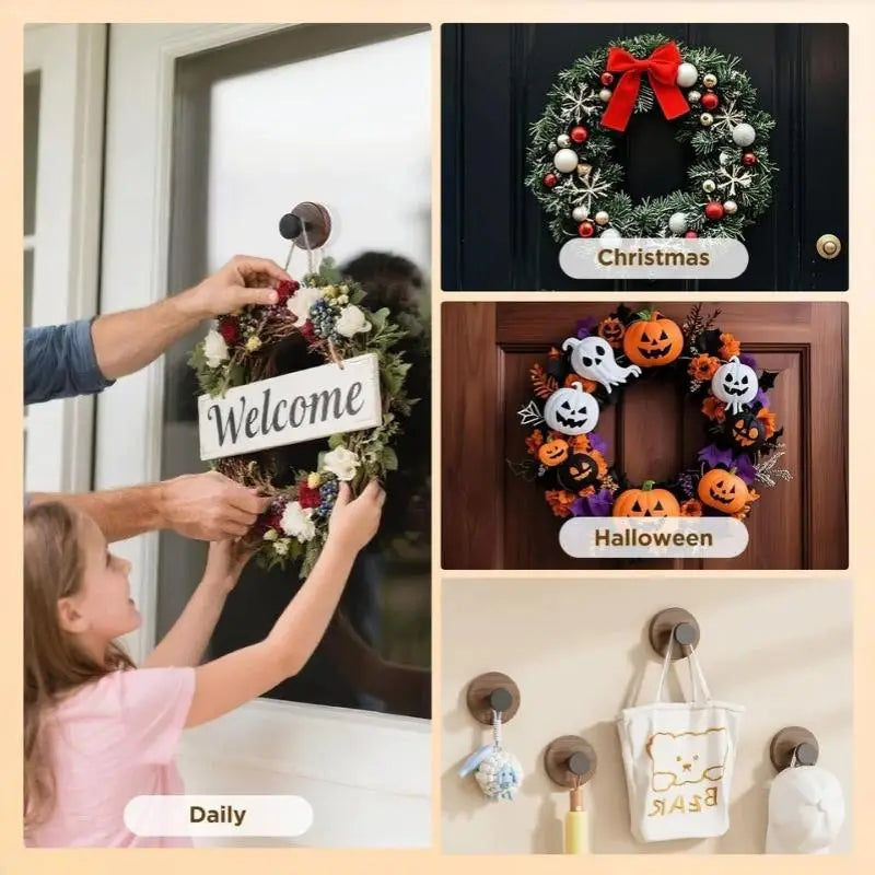 Wood Grain Suction Cup Wall Hook – No-Drill Bathroom Kitchen Suction Wall Hook SPOT