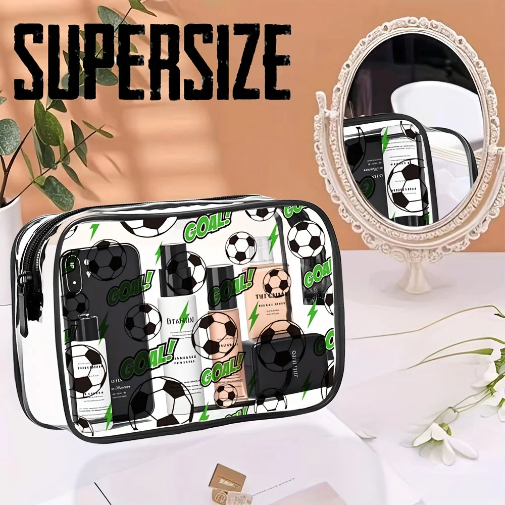 Football-Themed Transparent PVC Toiletry & Makeup Travel Bag Travel Toiletry Bag SPOT
