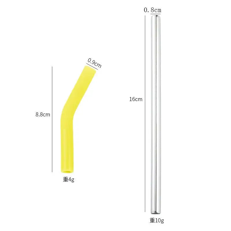 Reusable Stainless Steel Straw – Silicone Tips & Cleaning Brush Reusable Metal Straw SPOT A2