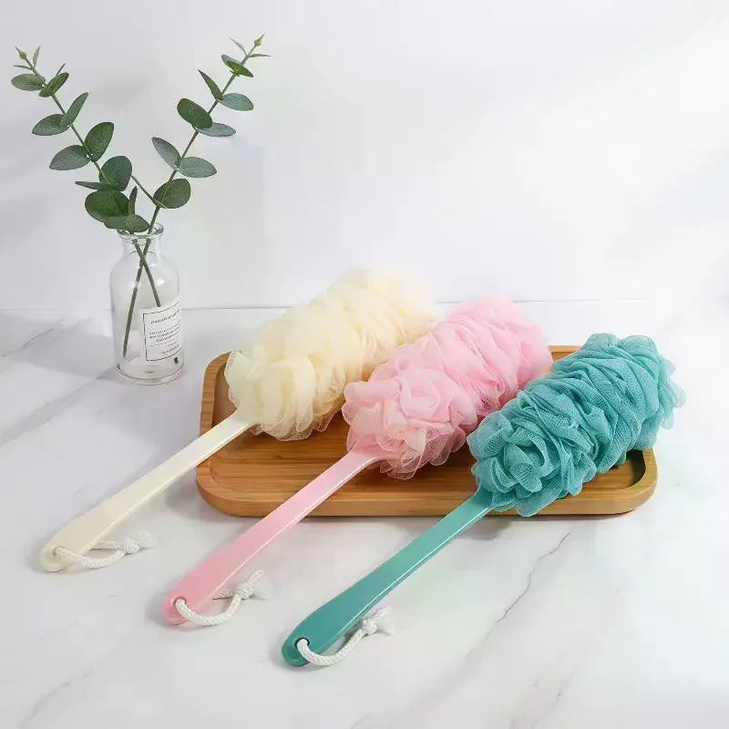 Long Handle Back Scrubber – Soft Loofah Mesh Shower Brush Body Shower Brush SPOT