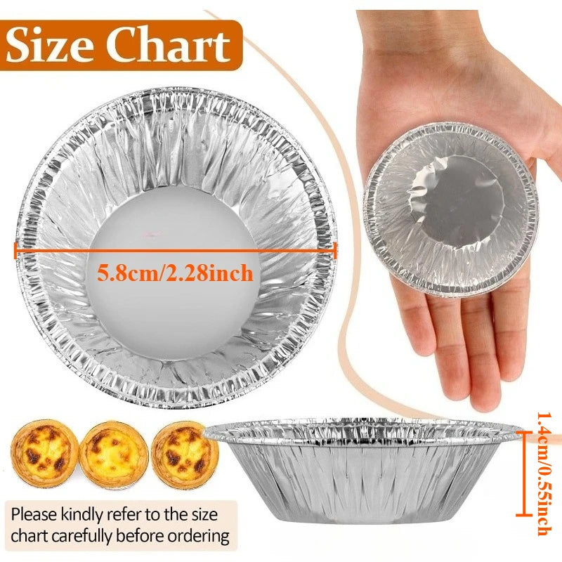 200-Pack Disposable Aluminum Foil Tart Molds – Round Baking Cups Foil Tart Molds SPOT