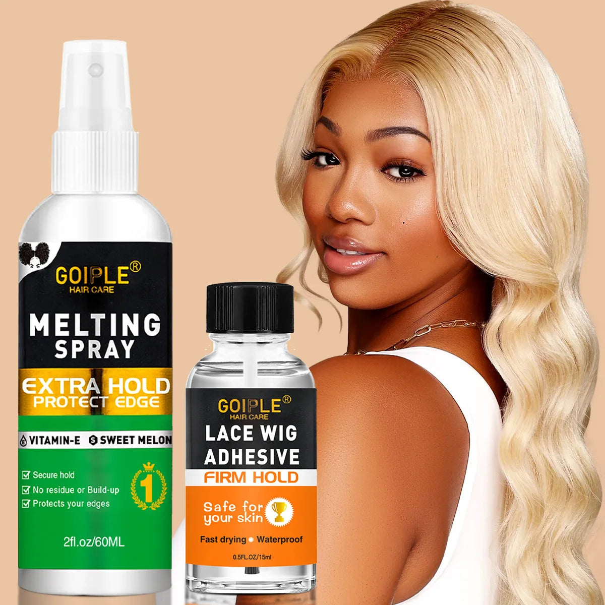 Goiple Lace Wig Melting Spray – Firm Hold Waterproof Adhesive Wig Adhesive Spray SPOT