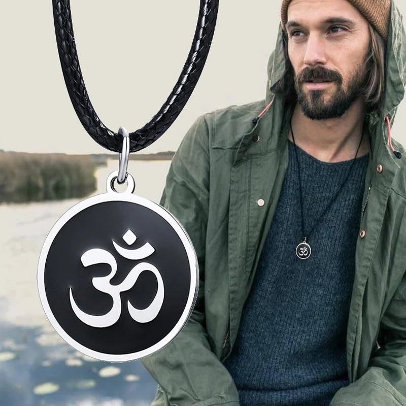 Men's OM Ohm Pendant Necklace – Stainless Steel Yoga Jewelry Pendant Necklace SPOT
