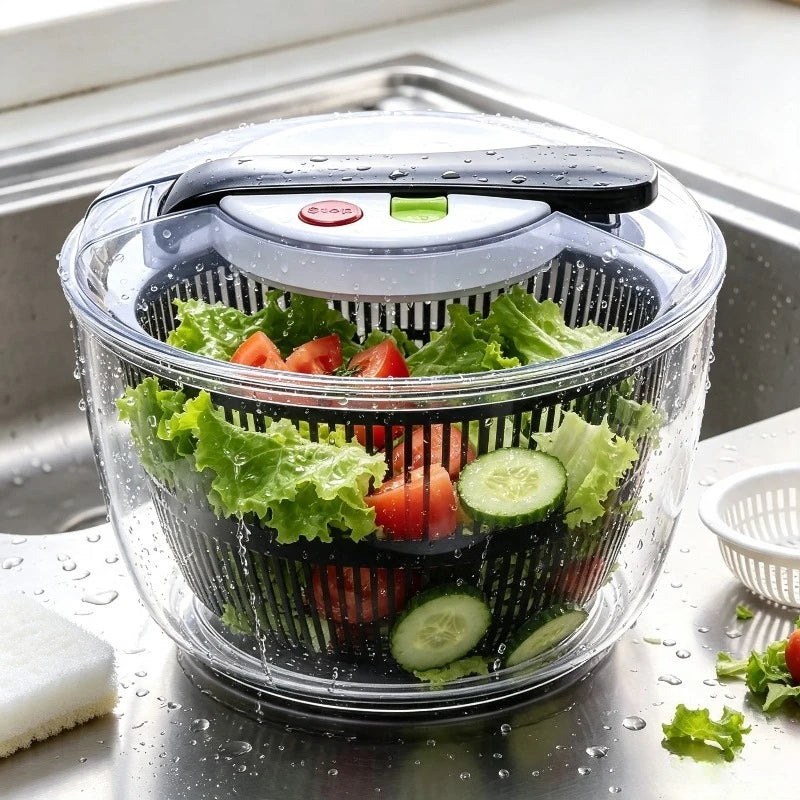 5L Large Salad Spinner – One-Hand Press Lid Vegetable Dryer Salad Spinner SPOT