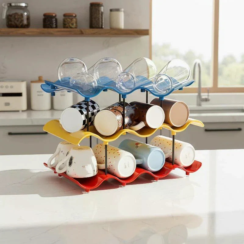 Stackable Wave Cup Drying Rack – Colorful Mug Organizer Cup Drying Rack SPOT