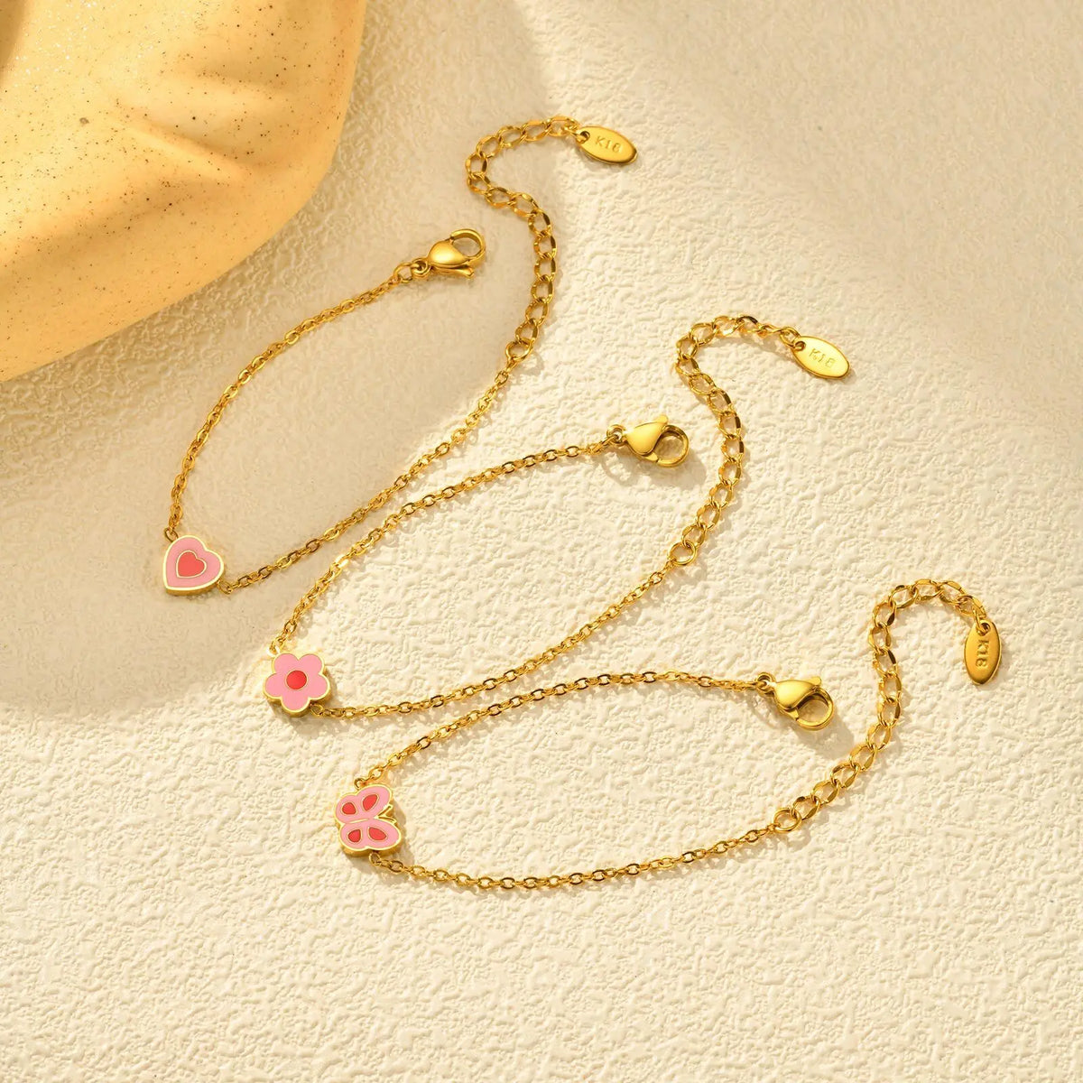 Kids Charm Anklet – Heart Flower Butterfly | Stainless Steel Kids Charm Anklet SPOT