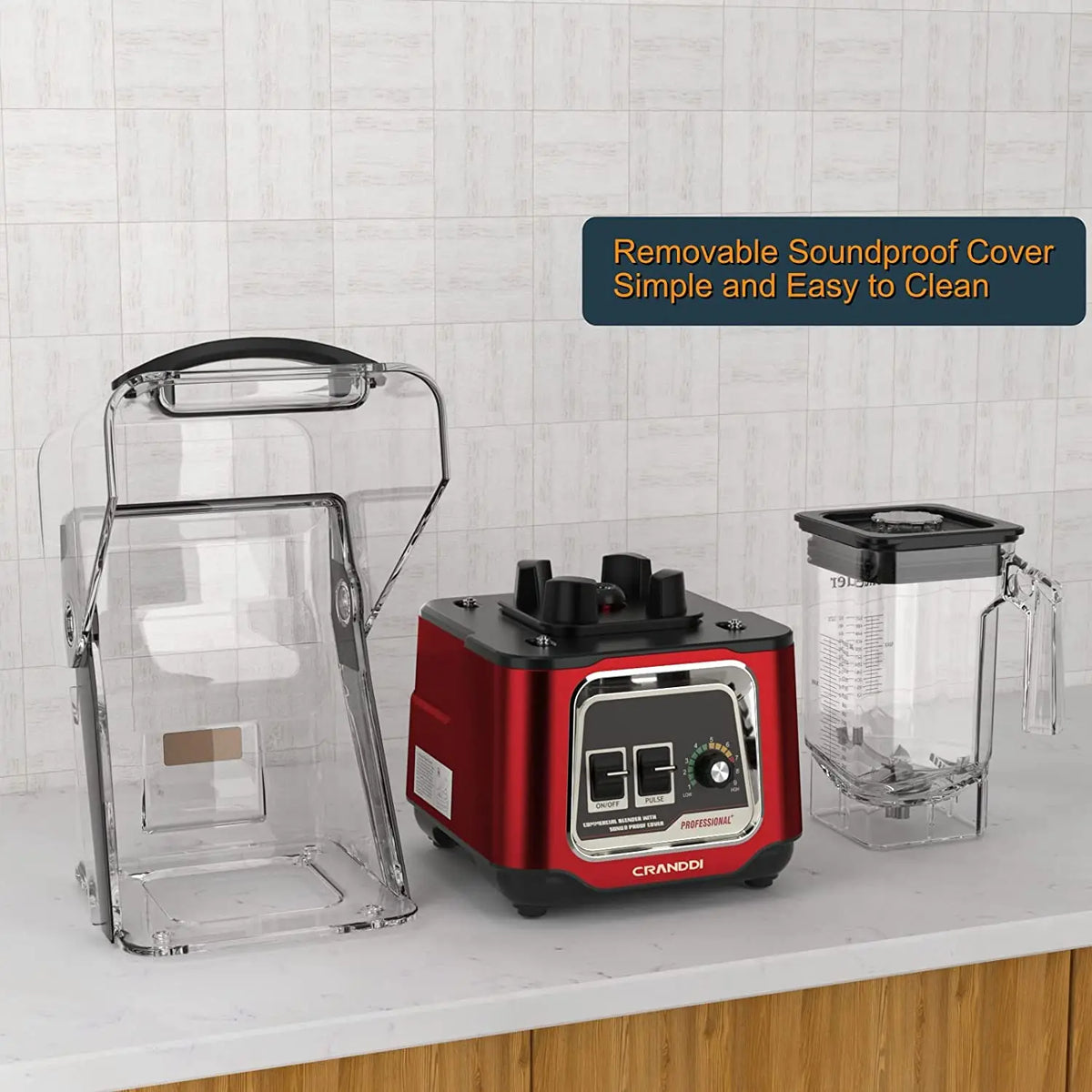 CRANDDI Commercial Blender 2200W Sound Cover | BPA-Free 1.5L Commercial Blender SPOT
