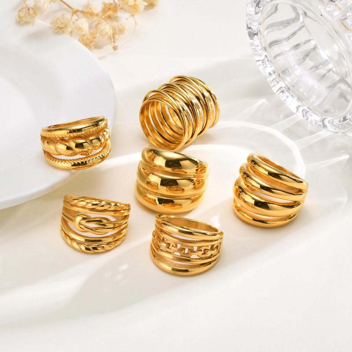Chunky Croissant Ring – 18K Gold Stainless Steel Statement Ring Statement Ring SPOT