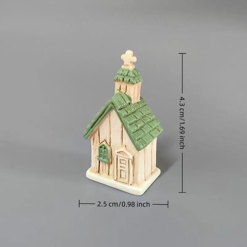 Resin Christmas Village Church Figurine – Miniature House Model Miniature Resin Figurine SPOT