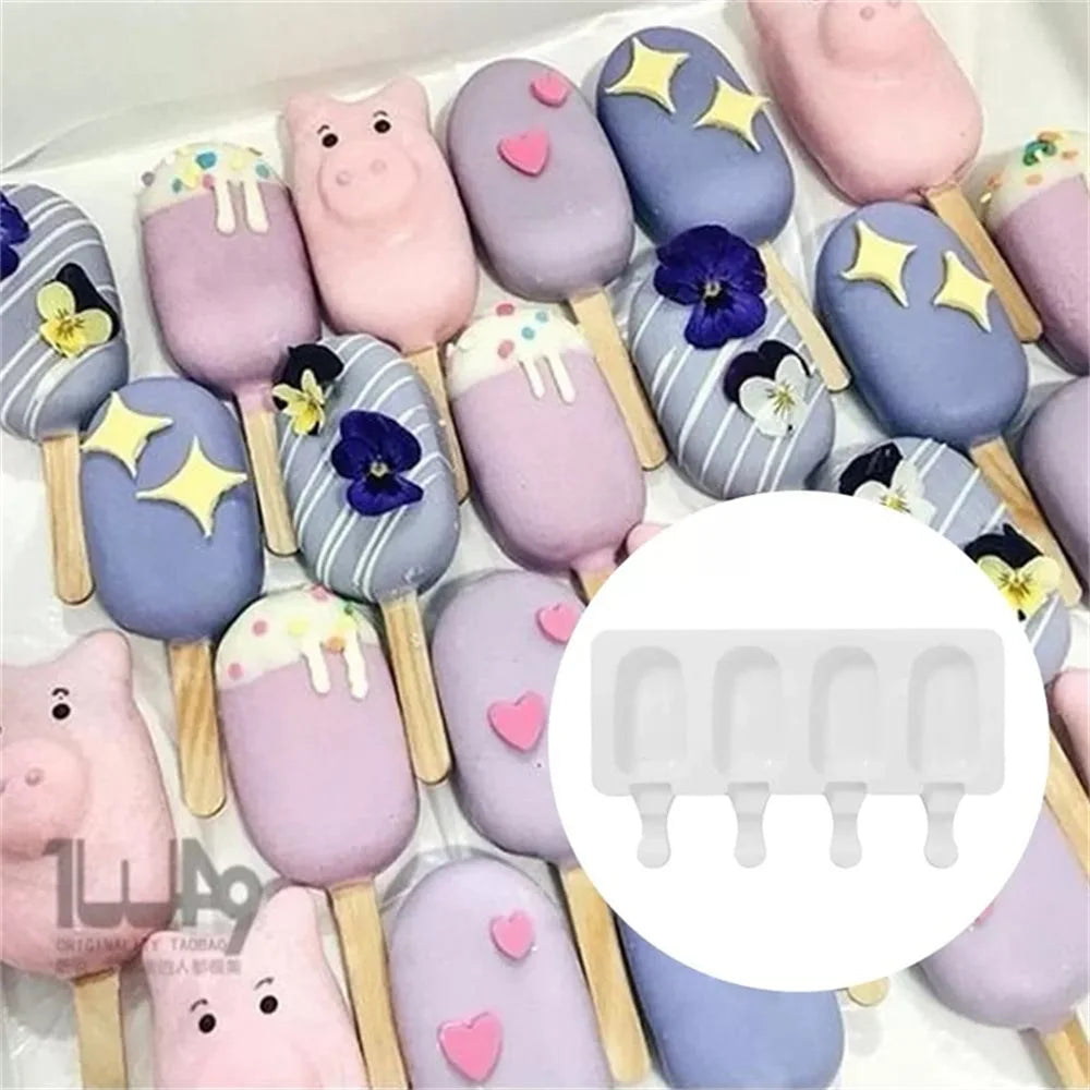 Silicone Popsicle Molds 3-Pack + 50 Wooden Sticks | DIY Ice Pops Popsicle Mold Set SPOT