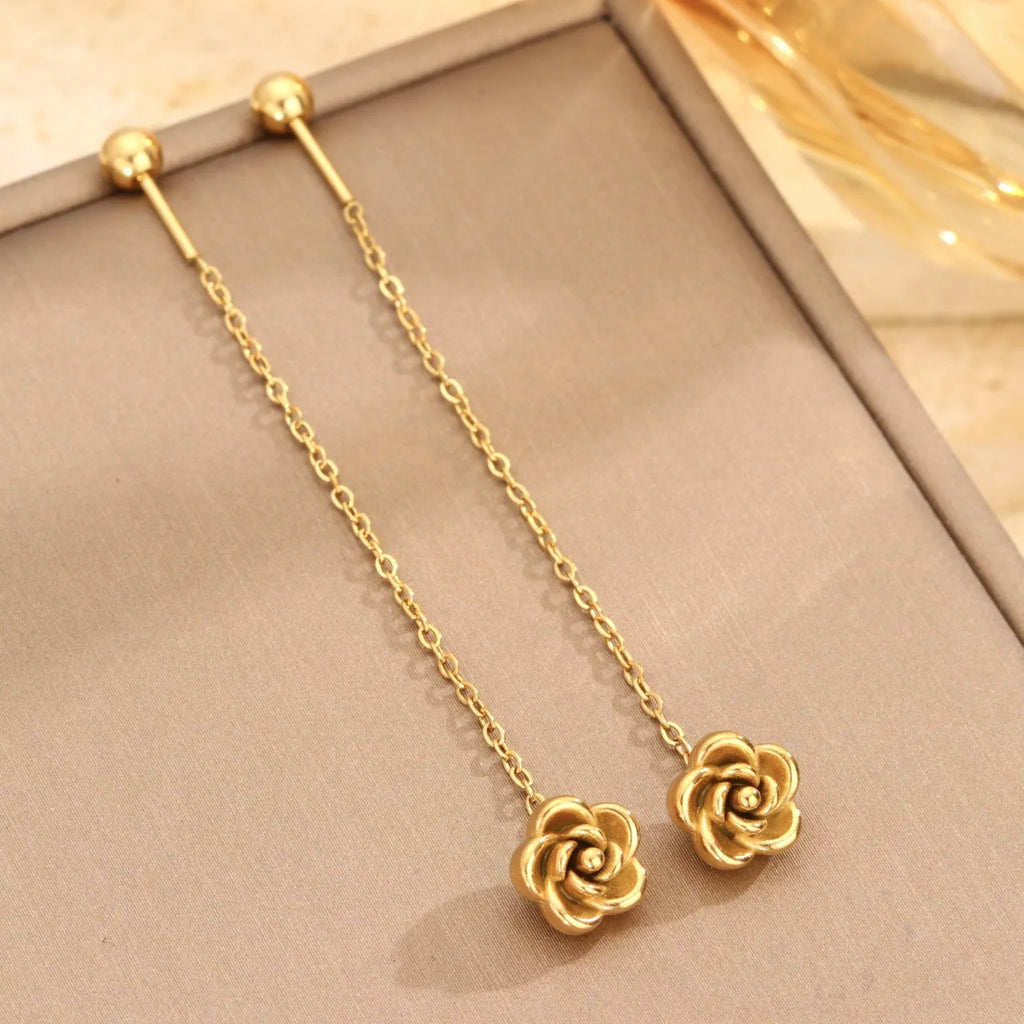 Bow Heart Drop Earrings – 18K Gold Plated Threader Earrings Drop Earrings SPOT
