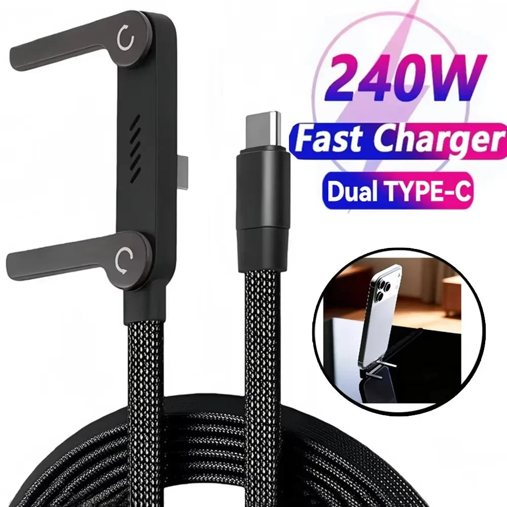 2-in-1 USB-C Phone Stand & 240W Fast Charging Cable, Foldable Charging Cable Stand SPOT