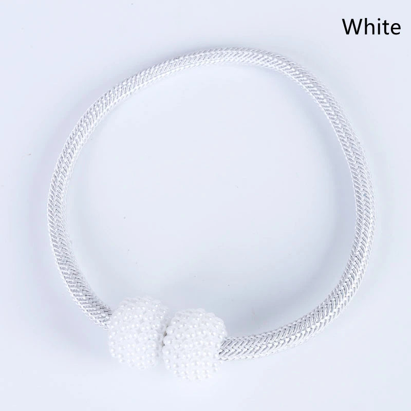 Pearl Magnetic Curtain Tie Backs – No-Drill Ball Buckle Clips Curtain Tie Backs SPOT white 4PCS