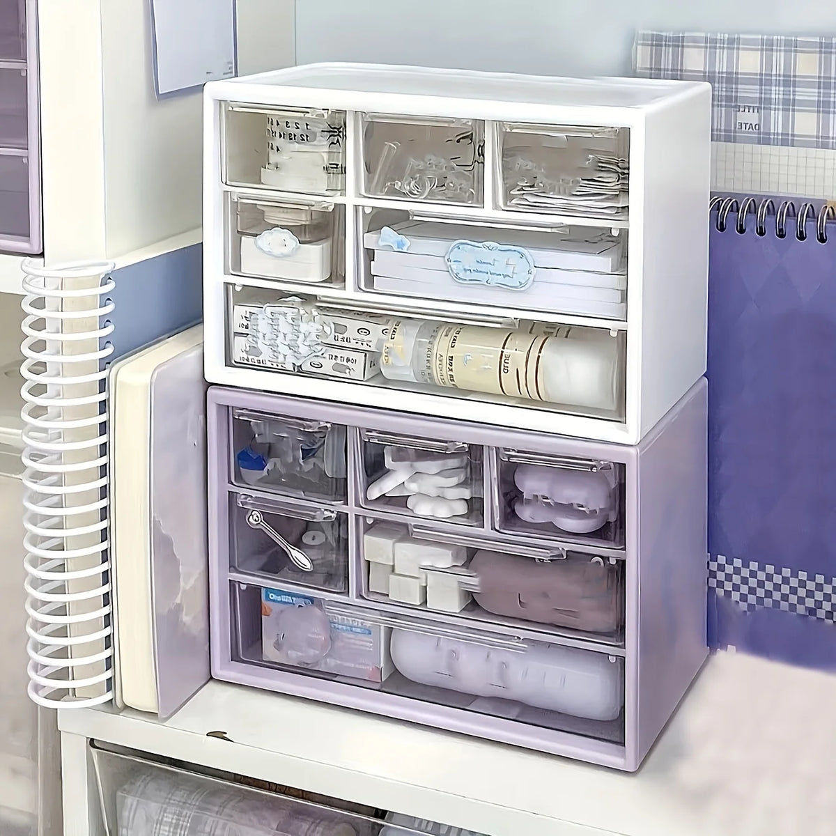 Large Capacity Plastic Desktop Organizer with Drawer Desktop Organizer SPOT