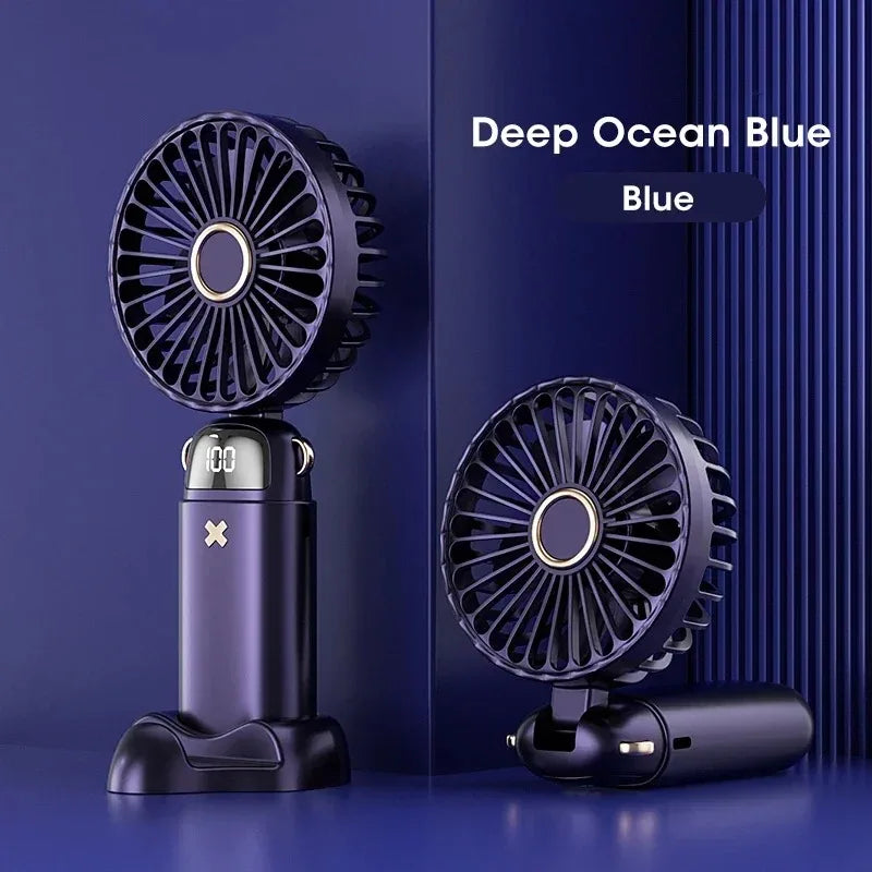 USB Rechargeable Neck Fan – Foldable 5-Speed & LED Display Portable Neck Fan SPOT Blue 3000mAh