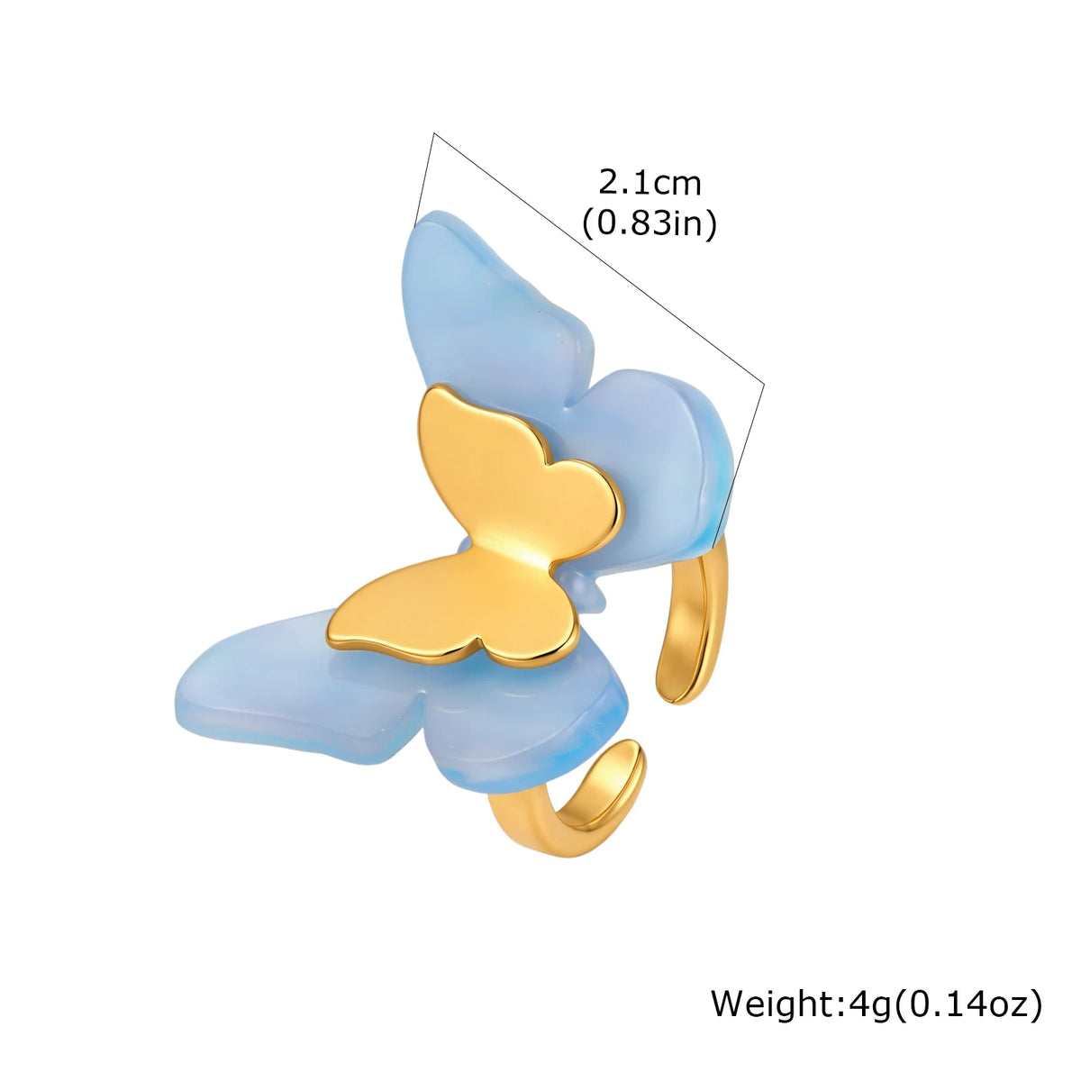 Y2K Hollow Butterfly Ring – 18K Gold Plated Adjustable Band Fashion Statement Ring SPOT RC-1120G07