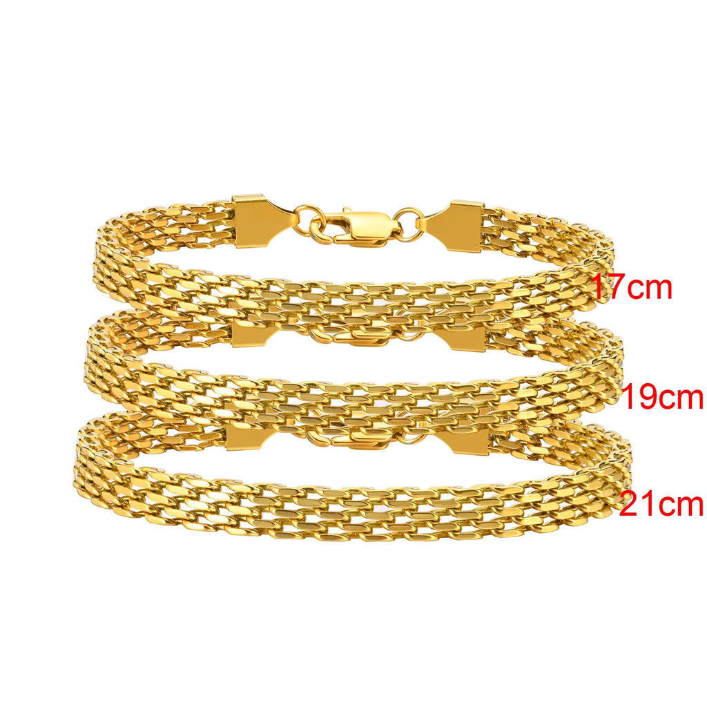 6mm Mesh Chain Bracelet – 18K Gold Plated Stainless Steel Chain Link Bracelet SPOT