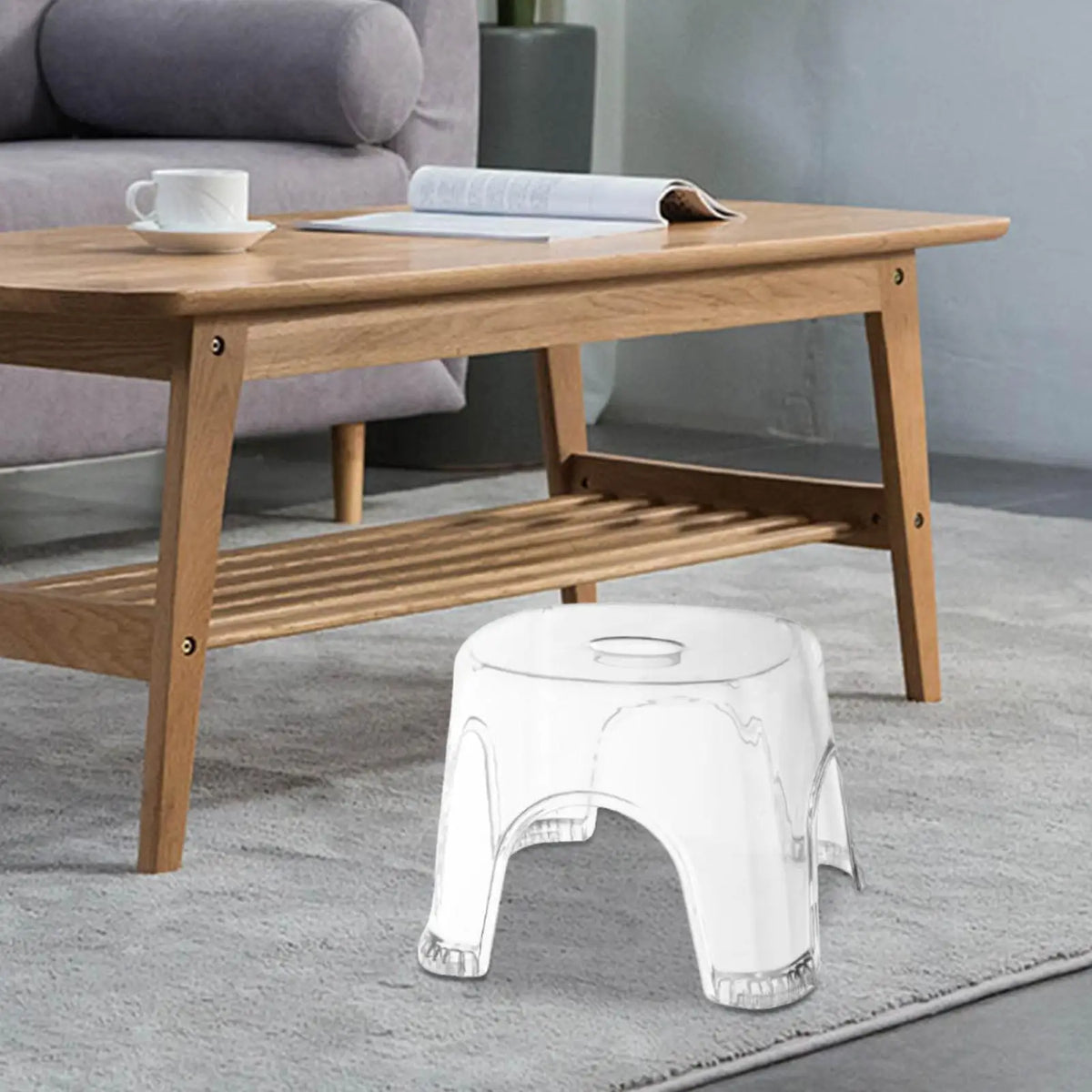 Non-Slip Transparent Plastic Low Stool – Bathroom & Bedside Bathroom Stool SPOT