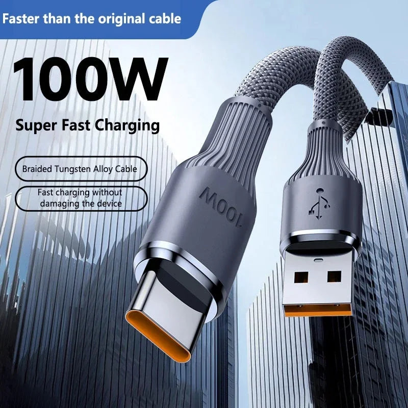 100W 6A Braided USB-C to USB-C Fast Charging Cable | 1m–2m USB-C Charging Cable SPOT
