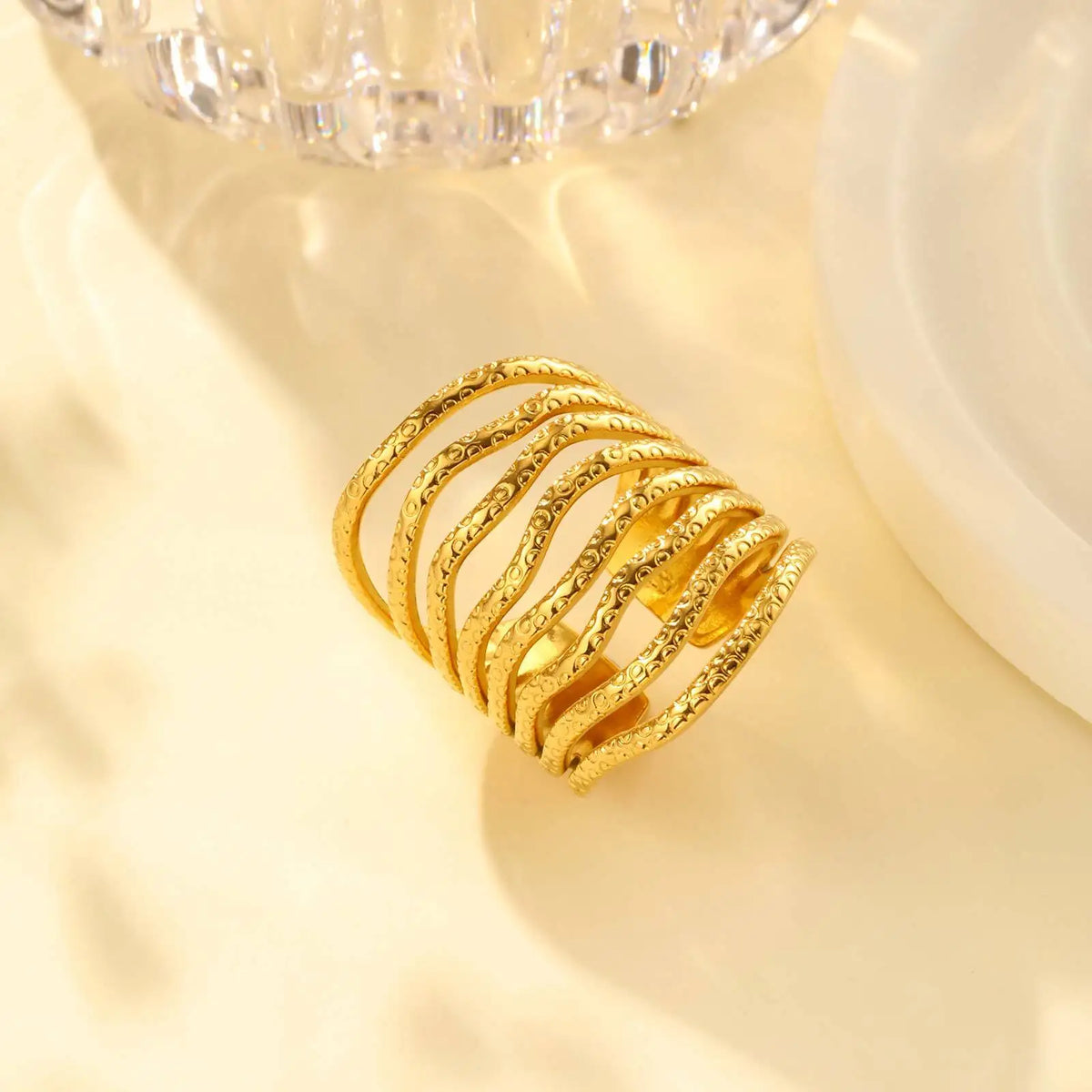 Meaeguet Geometric Chunky Open Ring – 18K Gold Stainless Steel Fashion Ring SPOT