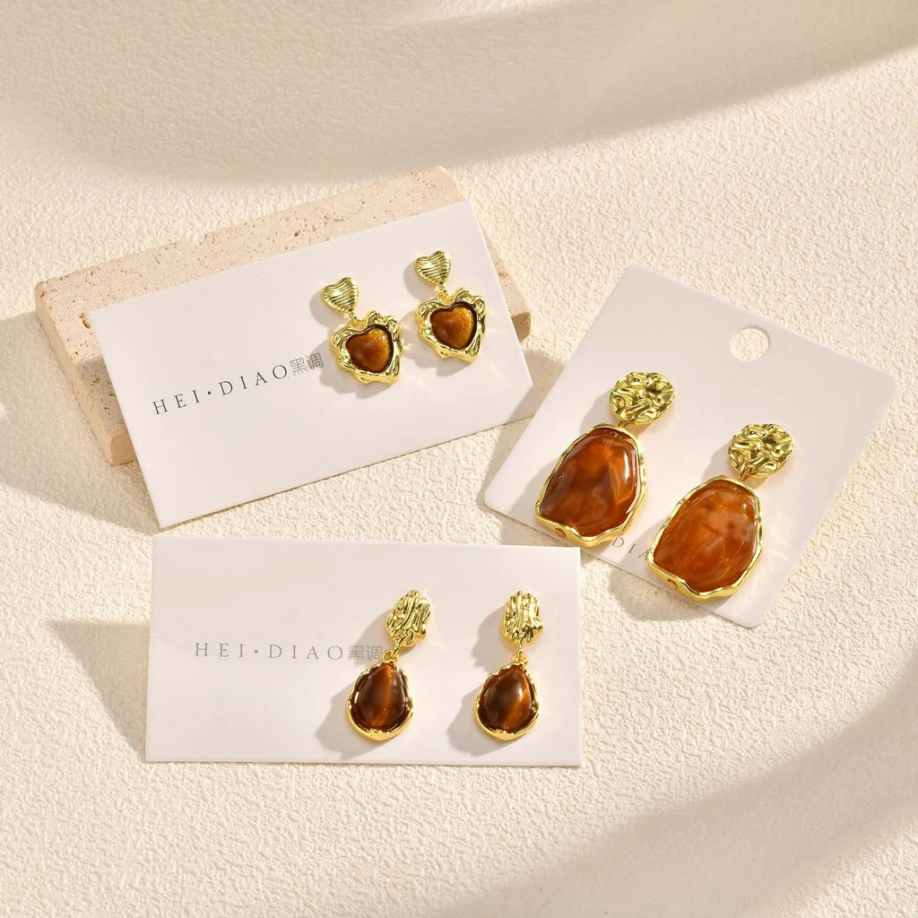 Geometric Resin Dangle Earrings – Bohemian Acrylic Drop Earrings Dangle Drop Earrings SPOT