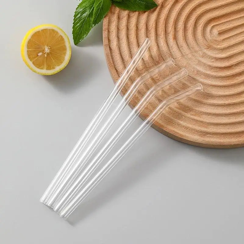 Reusable Borosilicate Glass Straws Set with Cleaning Brush Glass Drinking Straws SPOT