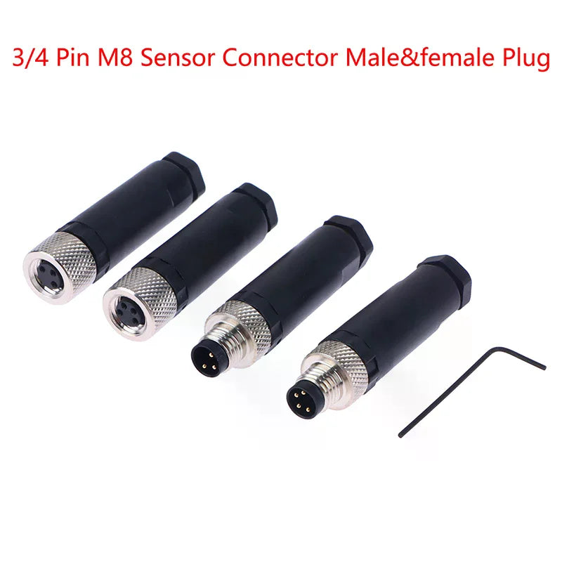 M8 Waterproof Sensor Connector Set – 3/4 Pin Male & Female Plugs Sensor Connector SPOT