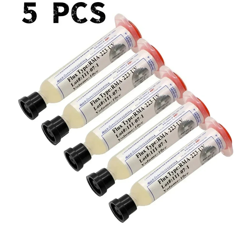 RMA-223 Rosin Soldering Flux Paste 10cc – No-Clean PCB BGA SMD Soldering Flux Paste SPOT 5 PCS RMA-223-UV
