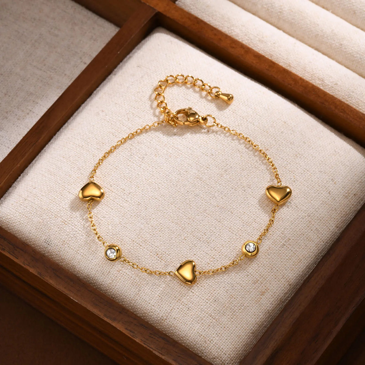 Pearl & Zirconia 18K Gold Plated Adjustable Stack Bracelet Beaded Link Bracelet SPOT