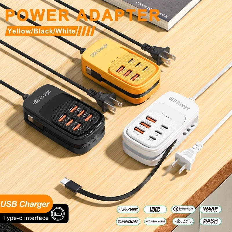 6-in-1 Desktop Charging Station | 3 USB-A & 3 PD Type-C Ports Desktop Charging Station SPOT