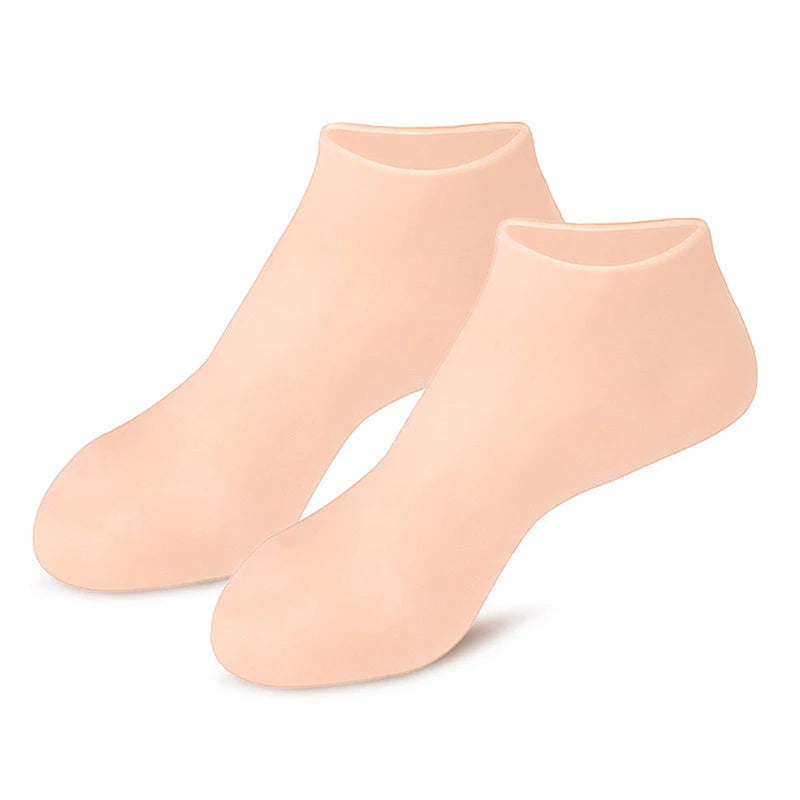 Silicone Moisturizing Gel Socks – Exfoliating Foot Spa Care Foot Care Socks SPOT Beige