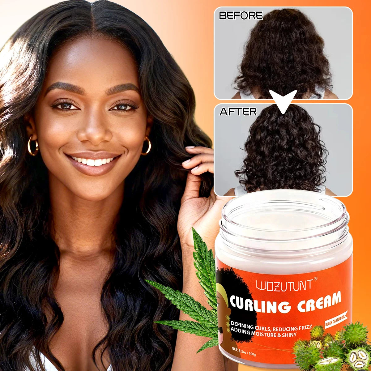 Curl Defining Cream with Black Castor Oil – Frizz Control 100g Curl Styling Cream SPOT