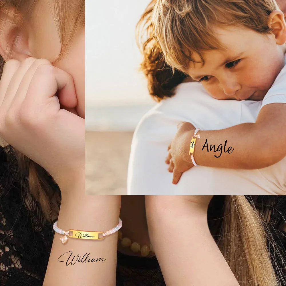 Personalized Engraved Name Bar Bracelet – Kids Birthday Gift Personalized Kids Bracelet SPOT