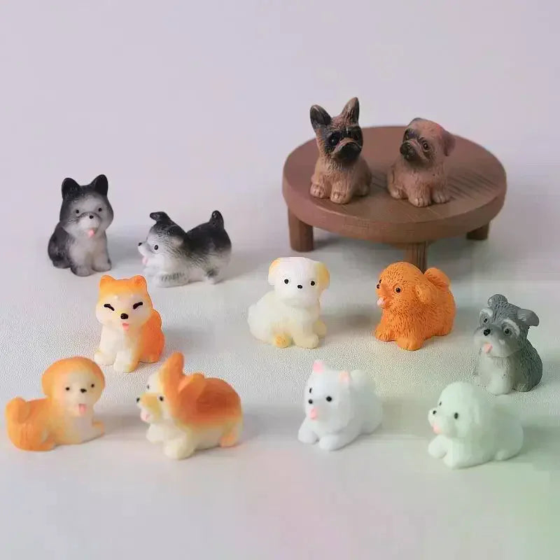 2-Pack Mini Resin Puppy Figurines – 1:12 Dollhouse & DIY Decor Miniature Figurines SPOT