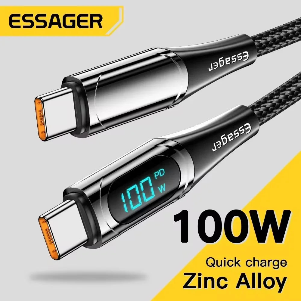 Essager 100W USB-C to USB-C Cable 2M – LED Fast Charging USB-C Charging Cable SPOT
