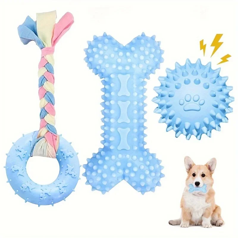 3-Pack Puppy Teething Chew Toys – Soft Rubber Bones for Small Dogs Dog Chew Toys SPOT