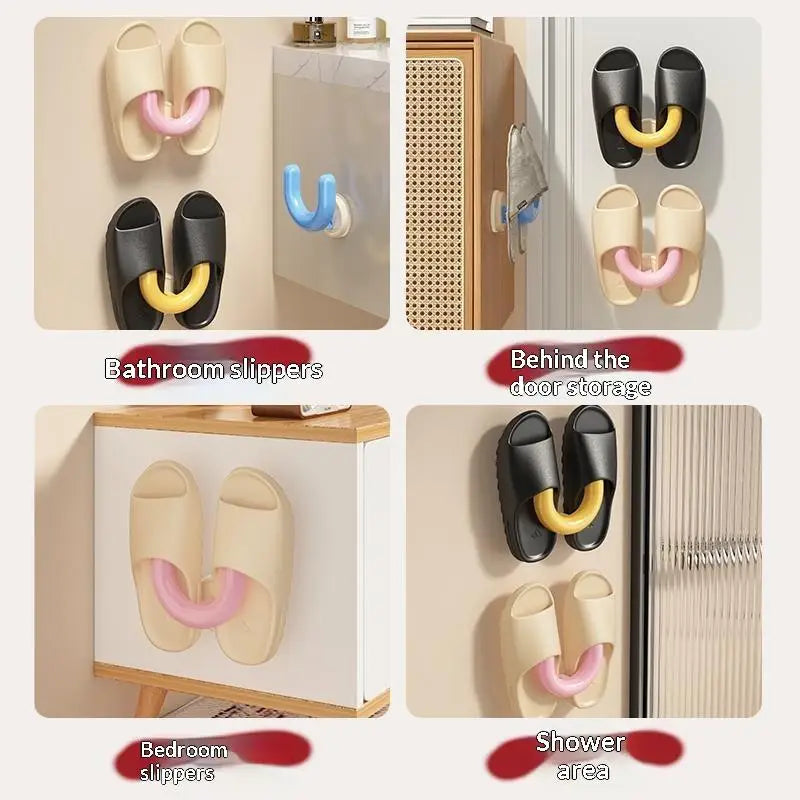 Wall-Mounted Suction Cup Slipper Hanger – U-Shape Organizer Bathroom Storage Rack SPOT