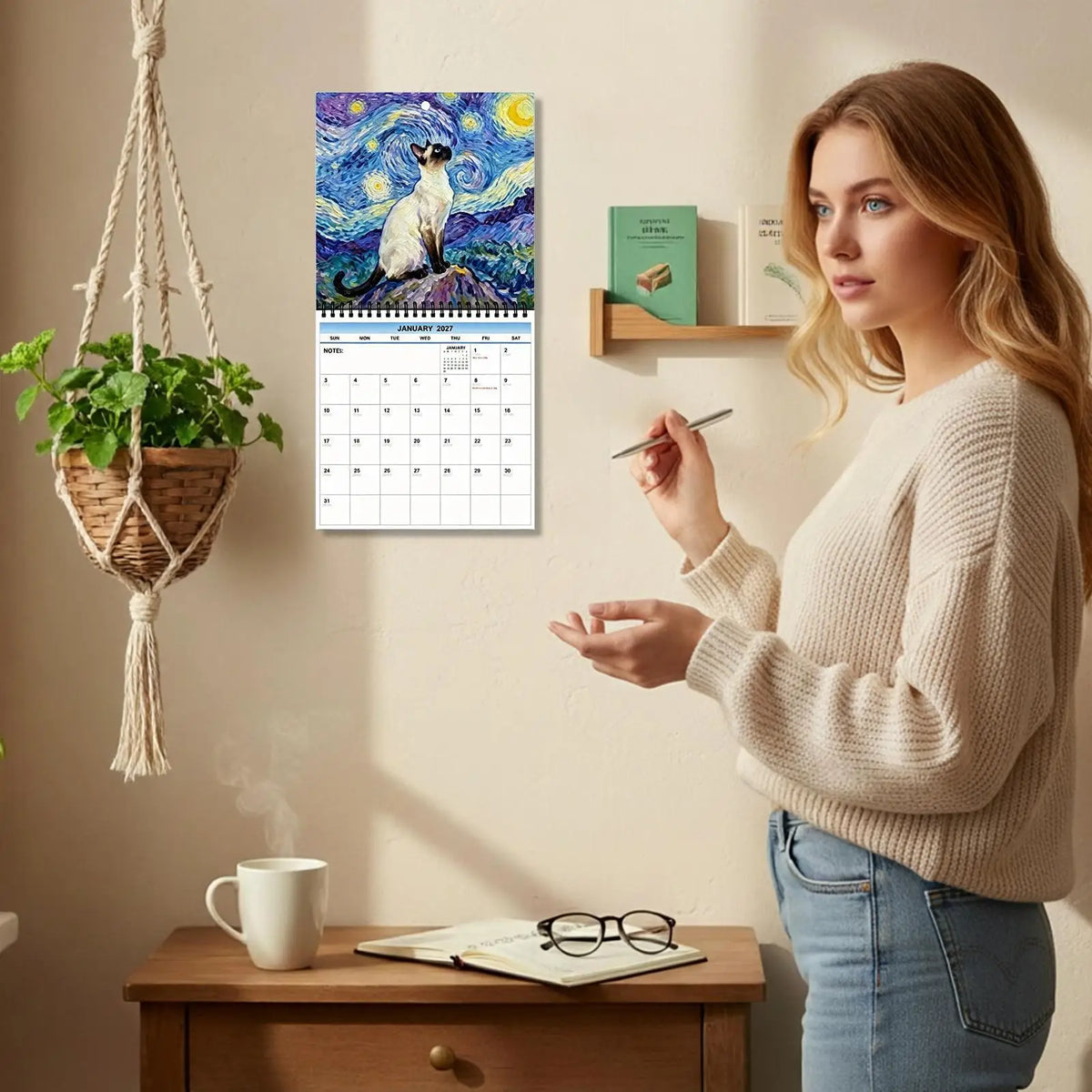 2027 Funny Cat Wall Calendar – Famous Painting Parodies Monthly Wall Calendar SPOT