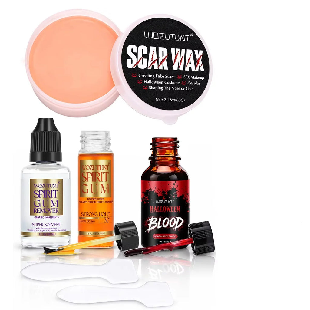 Halloween SFX Makeup Kit – Scar Wax, Fake Blood & Spirit Gum SFX Makeup Kit SPOT 15-30-15-60-2stick