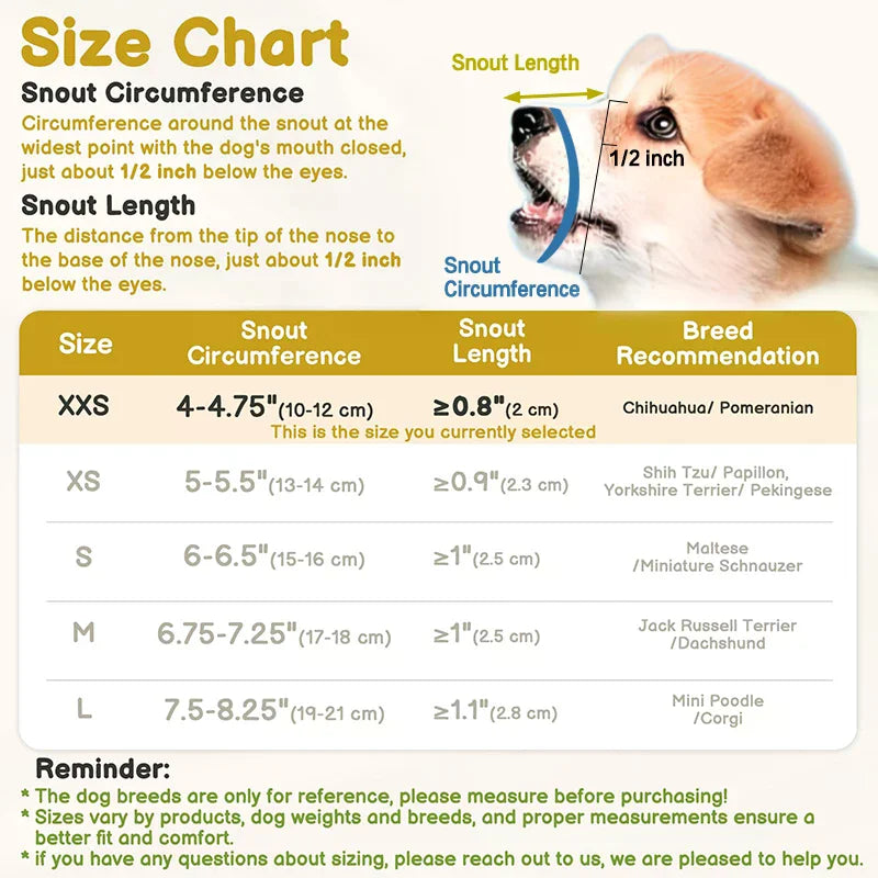 Mesh Dog Muzzle for Short-Snout Small & Medium Breeds Dog Muzzle SPOT