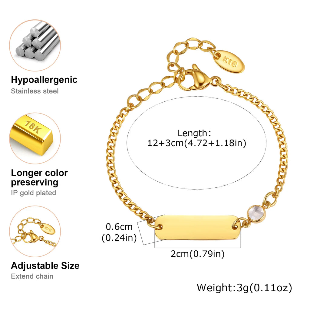 Personalized Name Baby Bracelet – 18K Gold Charm Toddler Gift Personalized Baby Bracelet SPOT