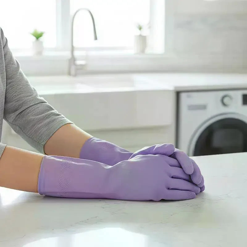Reusable Latex Dishwashing Gloves – Non-Slip Waterproof 1 Pair Household Cleaning Gloves SPOT