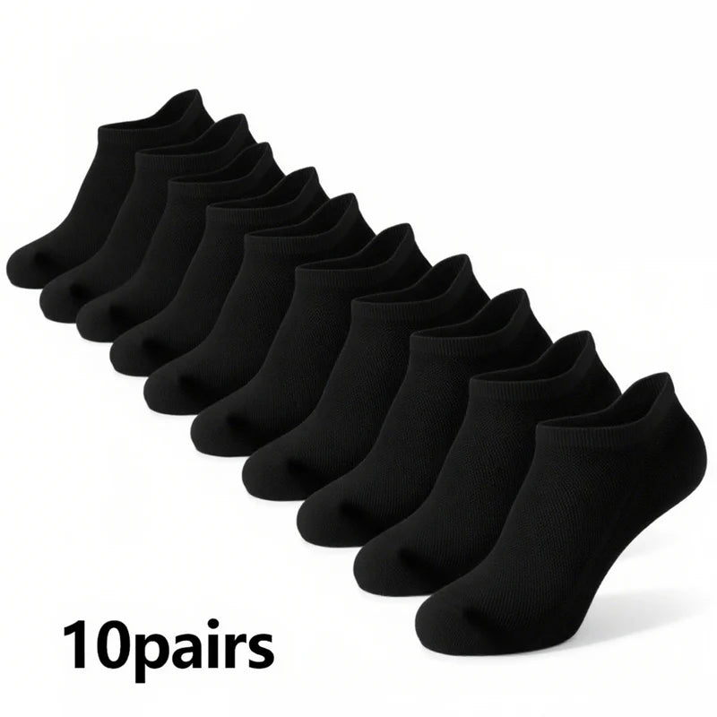 Men's Breathable Mesh Ankle Socks – 10 or 20 Pairs Men's Ankle Socks SPOT One Size 10 pairs of black
