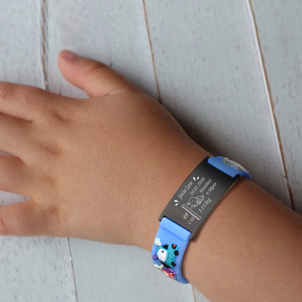 Kids Personalized Silicone ID Bracelet – Engraved Car Link Kids ID Bracelet SPOT