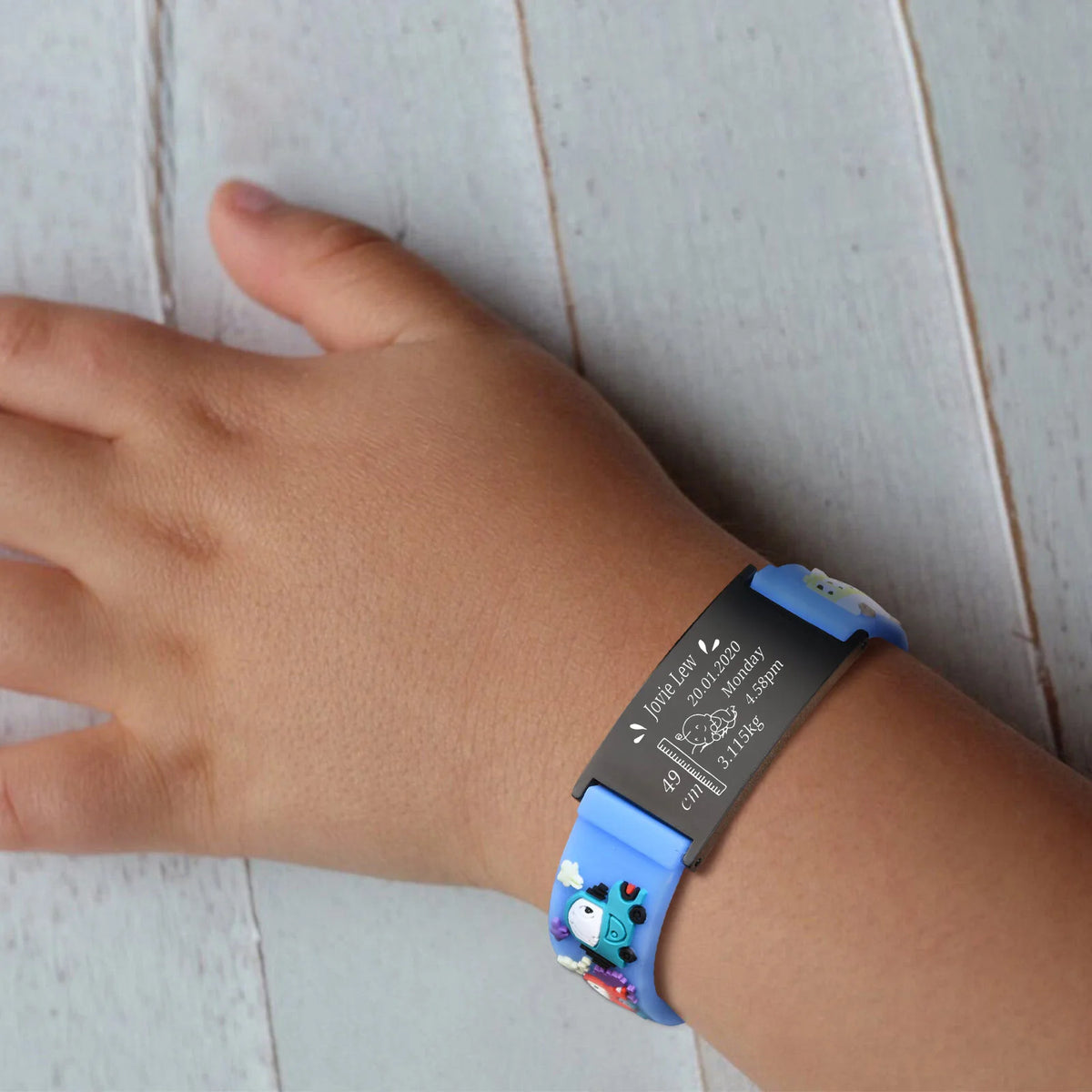 Kids Personalized Silicone ID Bracelet – Engraved Car Link Kids ID Bracelet SPOT
