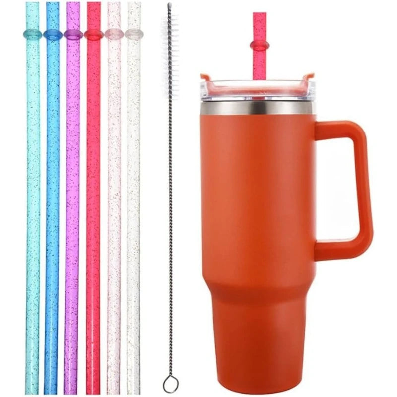 WOOJACK 12-Pack Reusable Tritan Straws & Cleaning Brush Reusable Drinking Straws SPOT